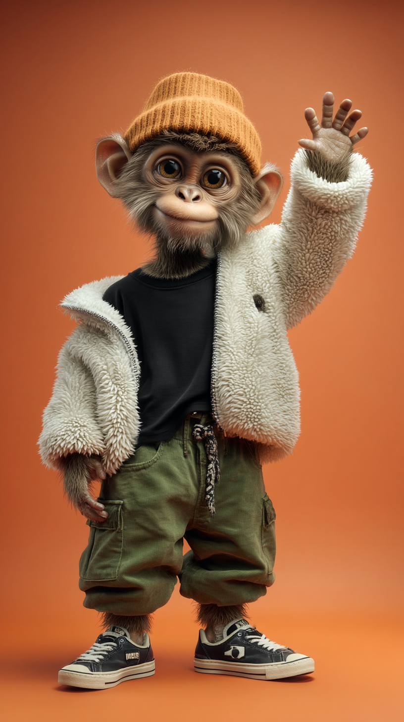 julienzak_photo_of_a_monkey_wearing_an_orange_beanie_and_a_bl_d8ee6657-f872-4940-a54a-7480f98c5974_2
